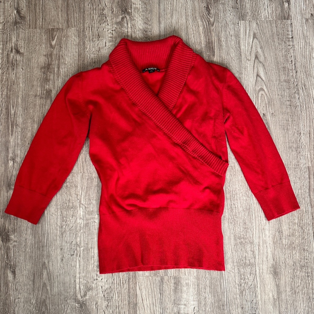 A. Byer juniors large red wrap sweater